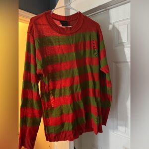 Red and Green Striped Sweater
